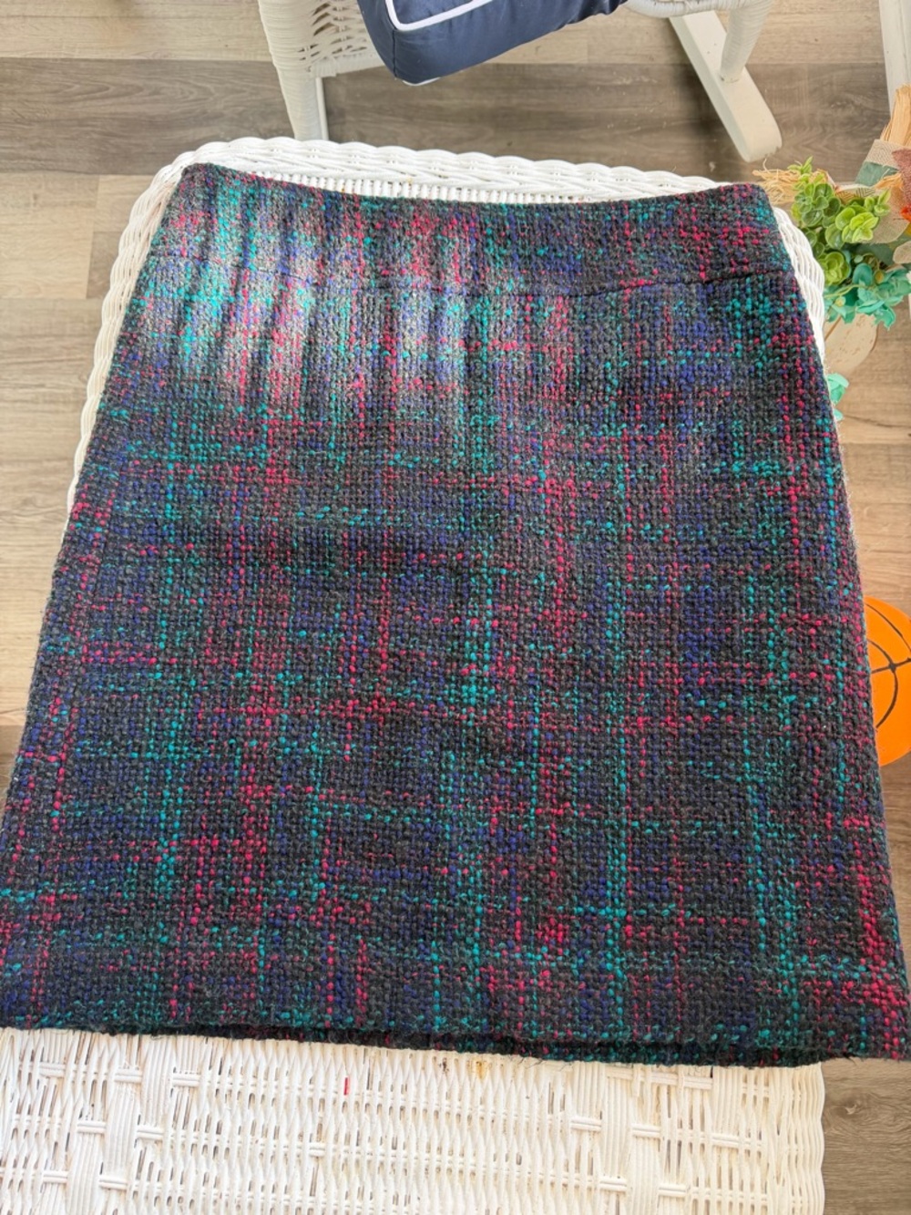 Talbots Multicolor Tweed Pencil Skirt with Jewel-Tone Accents